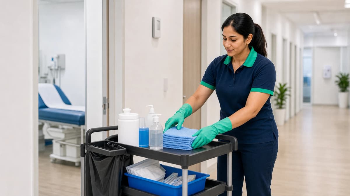 Medical facility cleaning team with specialized equipment - Pro Clean Corp Sydney NSW